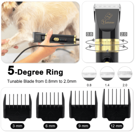HATTEKER Professional Electric Dog Hair Cutter High Power Pet Cat Clipper - HATTEKER