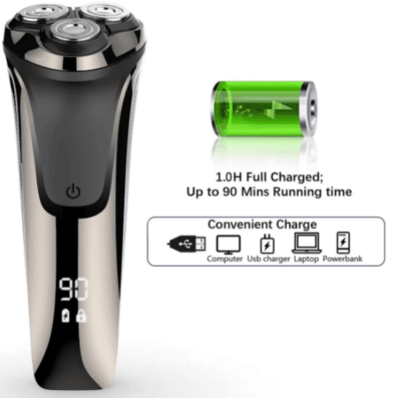 HATTEKER Electric Razor Wet & Dry Mens Electric Shaver with Pop-up 3D Rechargeable Rotary Shaver - HATTEKER